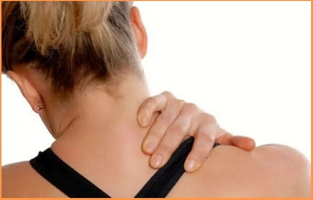 Cervical osteochondrosis manifests as neck pain and stiffness. 